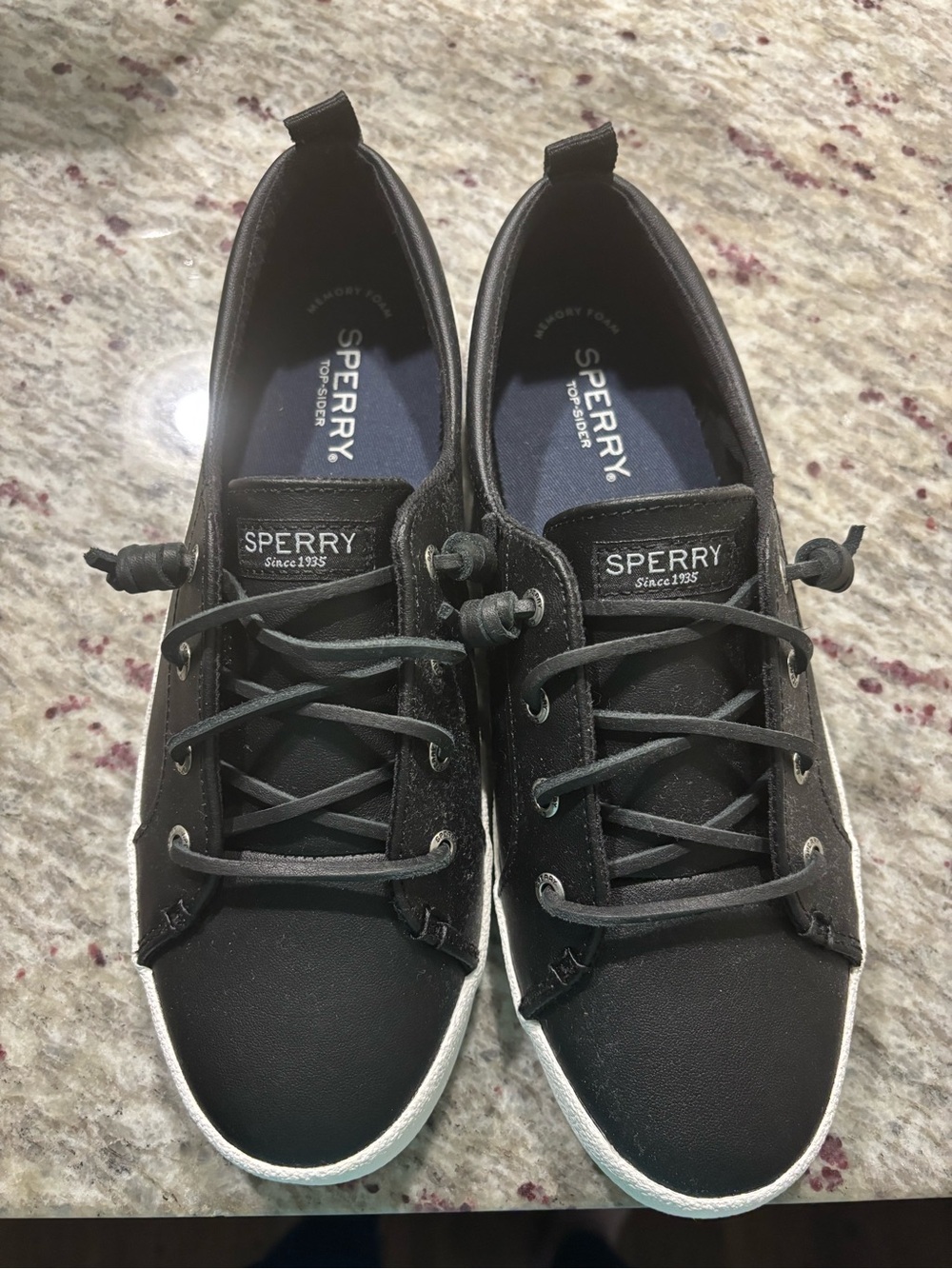 Sperry Men’s Black Canvas Boat Shoes with White Sole